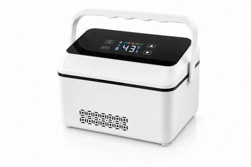 VialHaus Cold portable vial cooler, closed, display lit