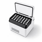 VialHaus Cold with the lid open, tray loaded with 3 ml vials